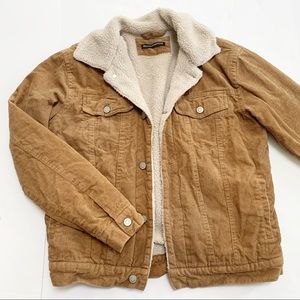 Brandy Melville Tan Corduroy Sherpa Jacket